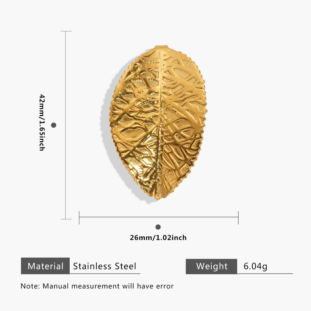 European Steel Flower Leaf Enamel Pendant 18K Gold Plated