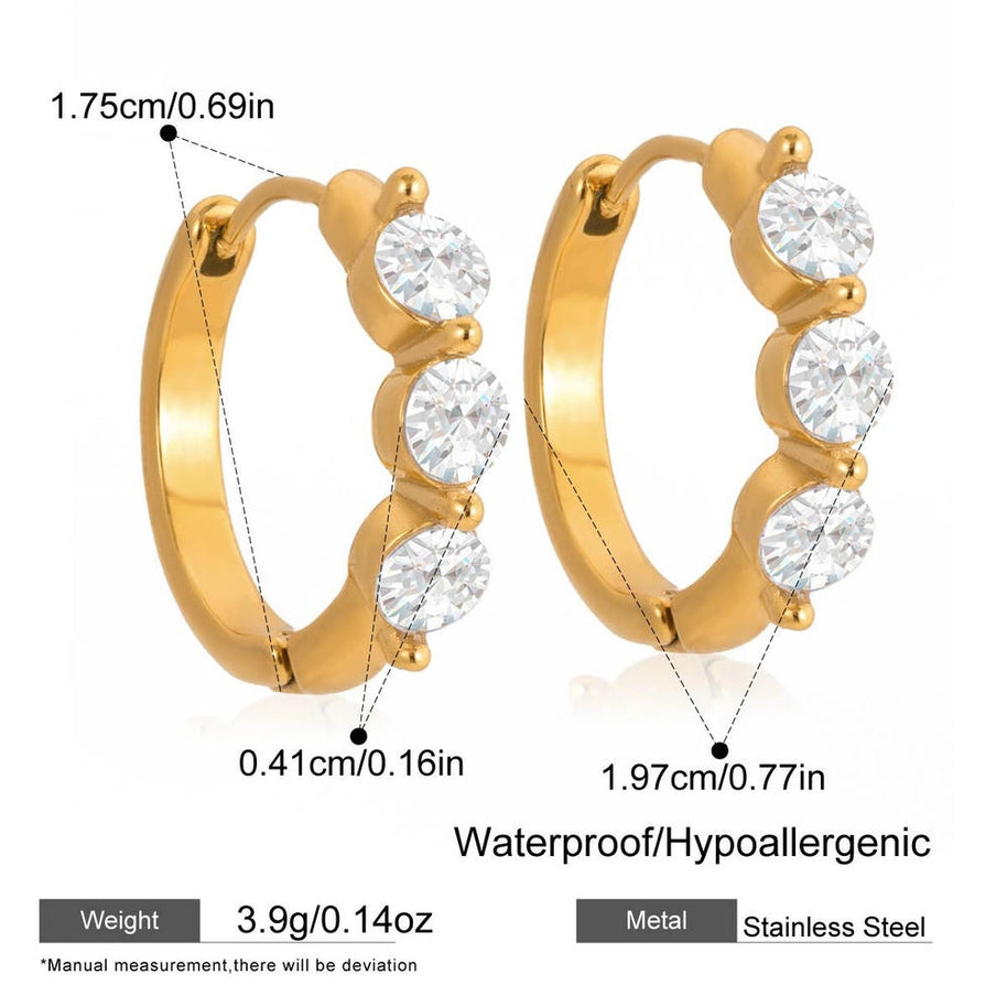 Zircon Hoop Earrings | Gold Plated Luxury | Stainless Steel
