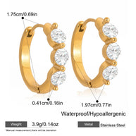 Zircon Hoop Earrings | Gold Plated Luxury | Stainless Steel