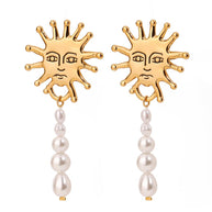 Sun Pearl Drop Earring