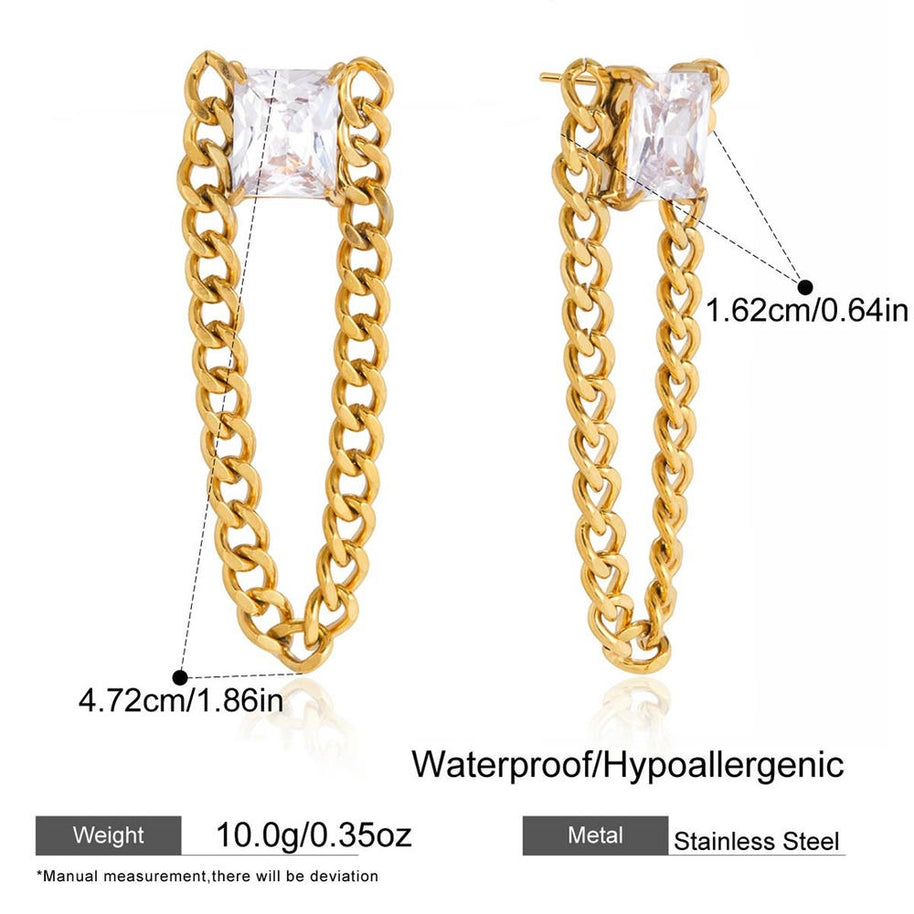 Zircon Stud Earrings | Fringe Style | Stainless Steel Gift