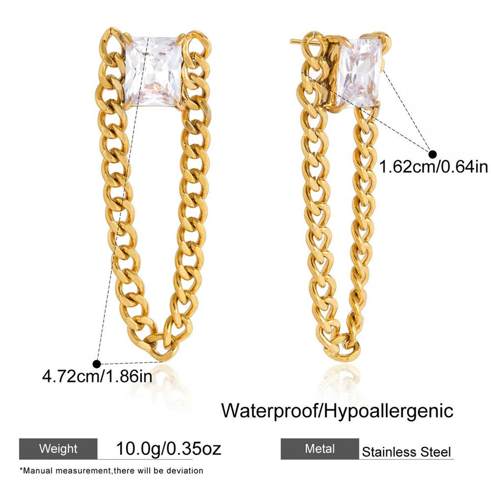 Zircon Stud Earrings | Fringe Style | Stainless Steel Gift