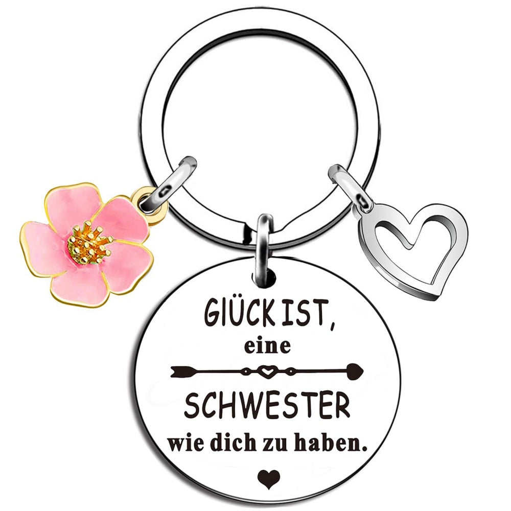 Cherry Bloom Keychain | Steel Round Engrave | Birthday