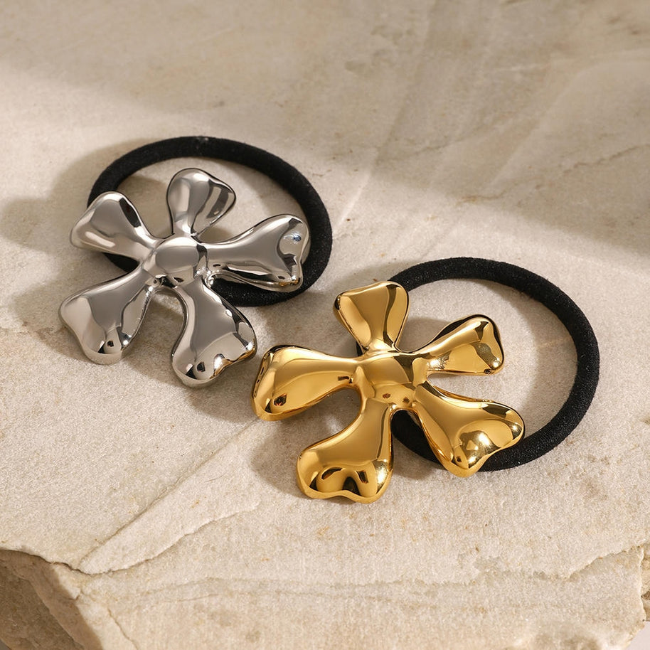 Flower Hair Tie Stainless Steel Scrunchie JXH2406017