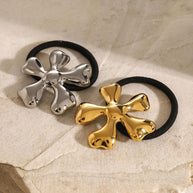 Flower Hair Tie Stainless Steel Scrunchie JXH2406017