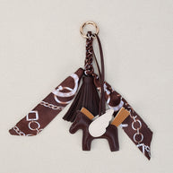 Pegasus Keychain | Leather Tassel Scarf Charm for Bag & Car