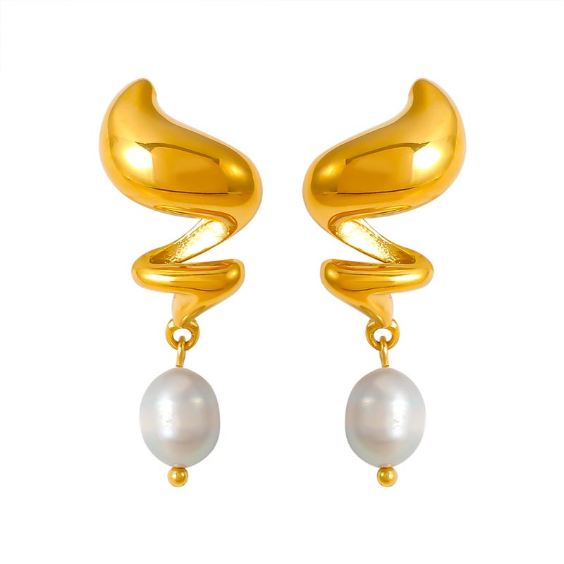 Spiral Pearl Earring