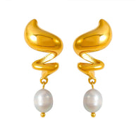 Spiral Pearl Earring