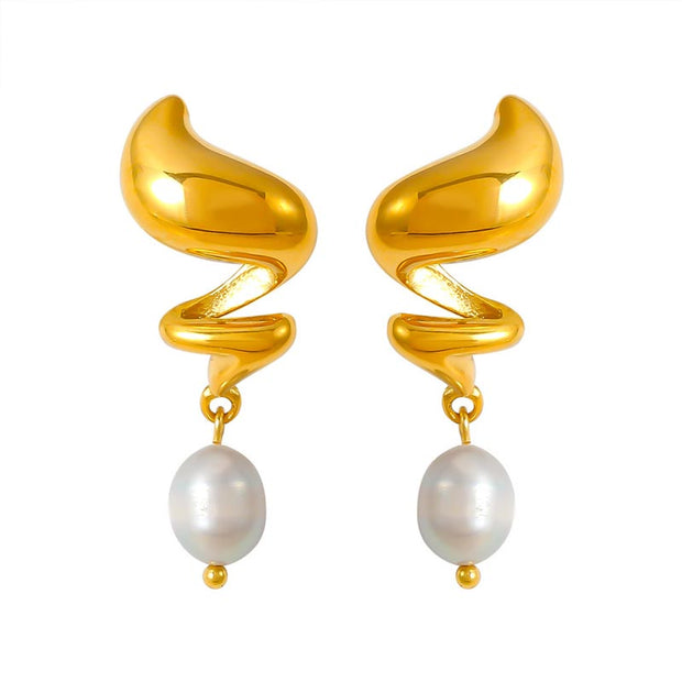 Spiral Pearl Earring