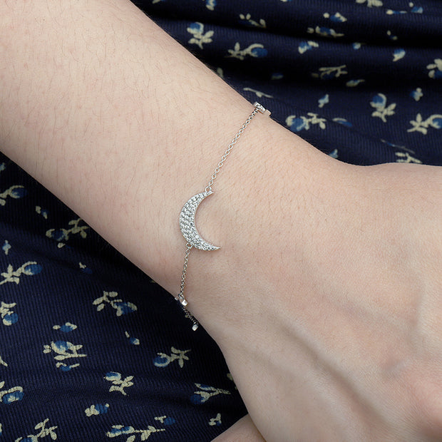 Sterling Silver Moon And Star Bracelet