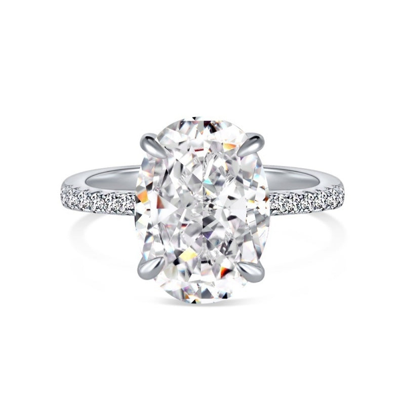 Oval Ice Flower Cut CZ Engagement Ring JDY120167