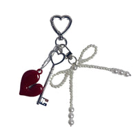 Red Heart Pearl Bow Bag Charm JNJ0194