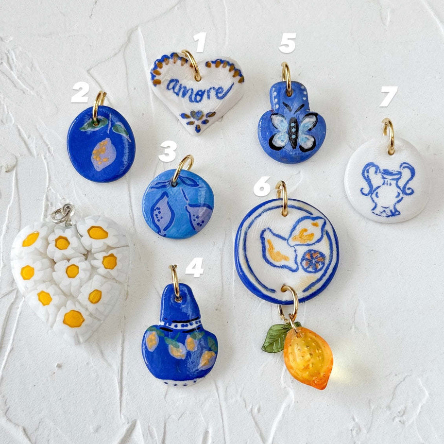DIY Heart Lemon Pendant Colorful Enamel Steel 18K Gold