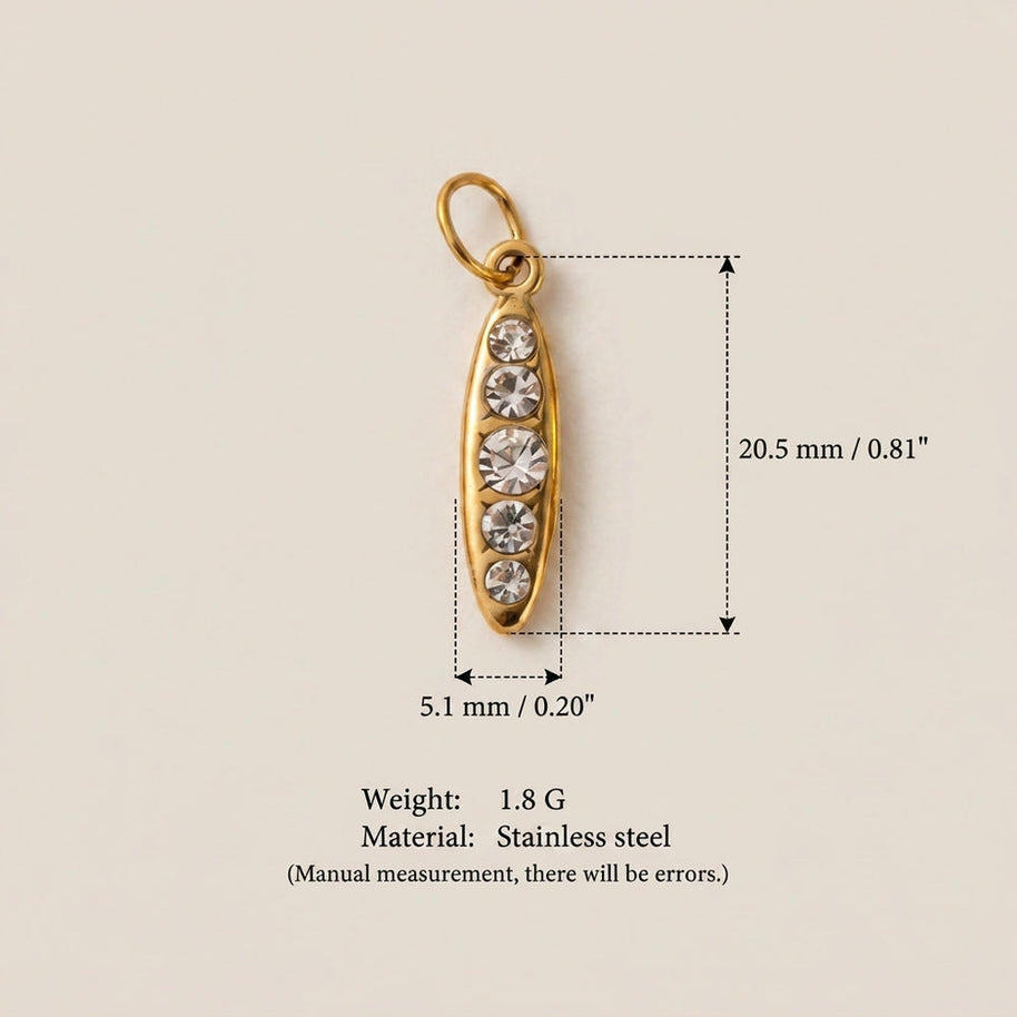 Vintage Gemstone Crystal Stainless Steel DIY Pendants Charm