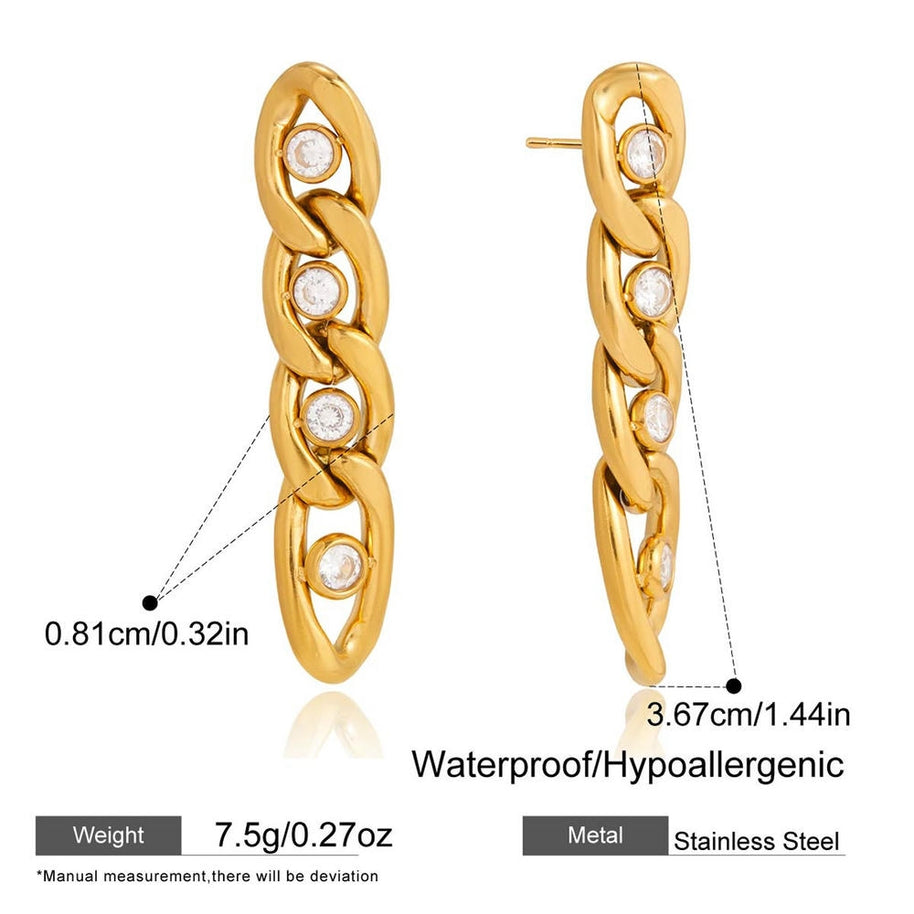 Zircon Fringe Hoops | Drop Earrings | Stainless Steel Luxury