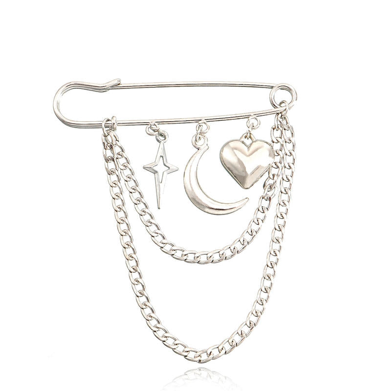 Moon Cross Star Brooch | Charm Bold Celestial Lapel Pin