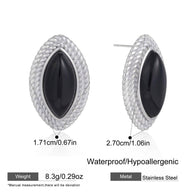 Black Enamel Earring | Stainless Steel Drop | Luxury Women's