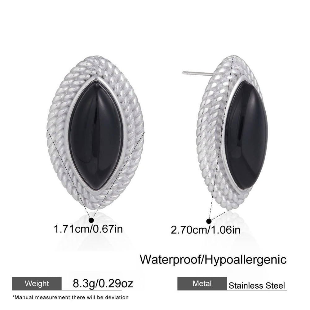 Black Enamel Earring | Stainless Steel Drop | Luxury Women's