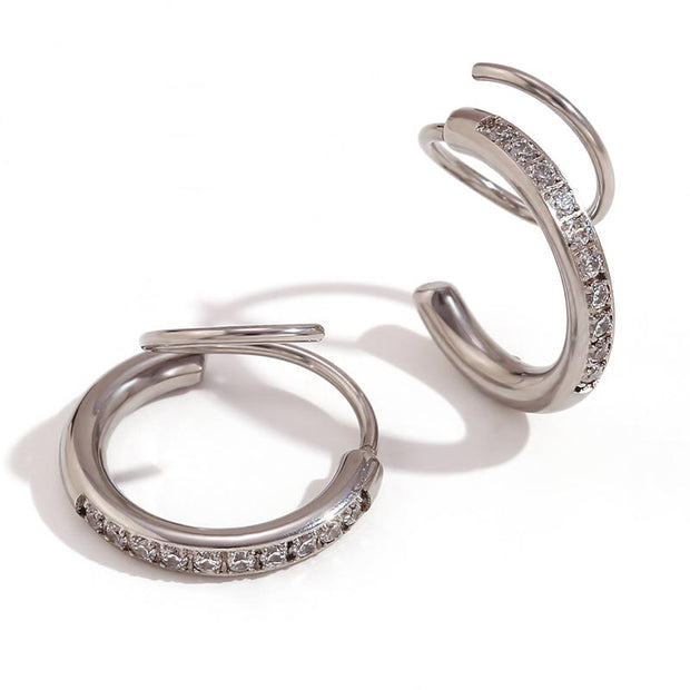 CZ Twisted Double Layer Earring
