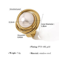 Pearl Ribbed Open Ring JSR020047