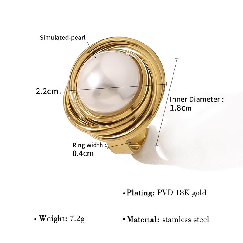 Pearl Ribbed Open Ring JSR020047