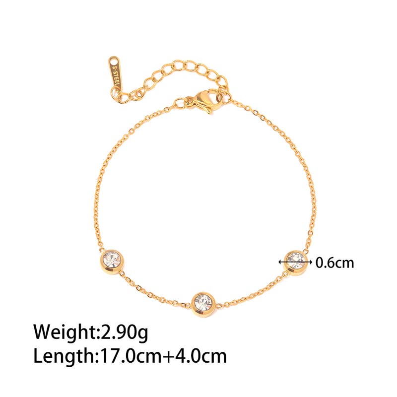 White Zircon Bracelet Gold Plated