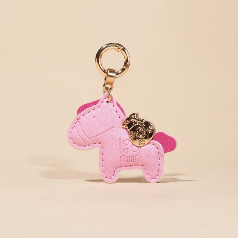 Money Horse Charm | Handmade Leather Bag & Car Keychain