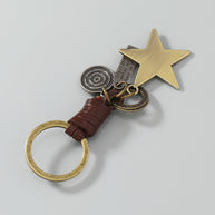 Star Pendant Keychain | Braid Leather Charm | Vintage