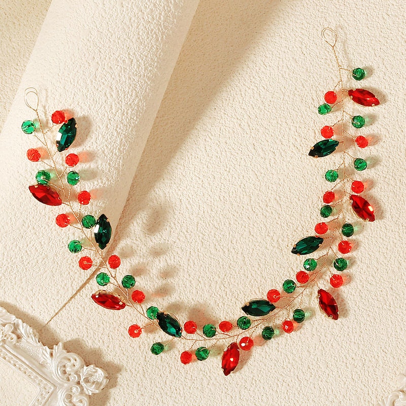 Christmas Headband | Red Green Rhinestone Party Hairband