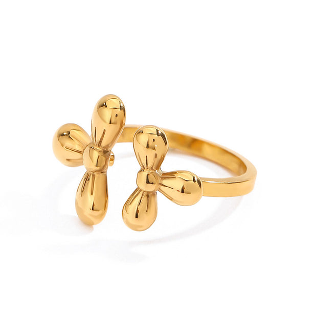 Double Flower Open Ring
