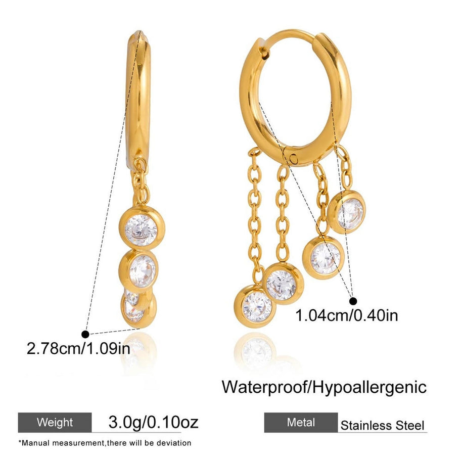Gold Plated Fringe Hoops | Fashion Zircon Drop Earrings
