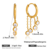 Gold Plated Fringe Hoops | Fashion Zircon Drop Earrings