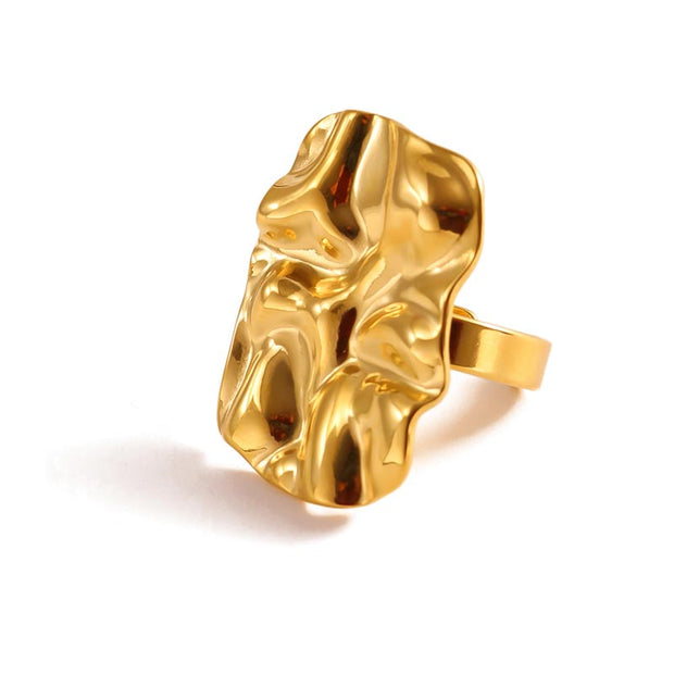 Hammered Rectangle Open Ring JSR020015