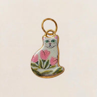 Cute Cat Ceramic Enamel Pendant Steel DIY Jewelry Wholesale