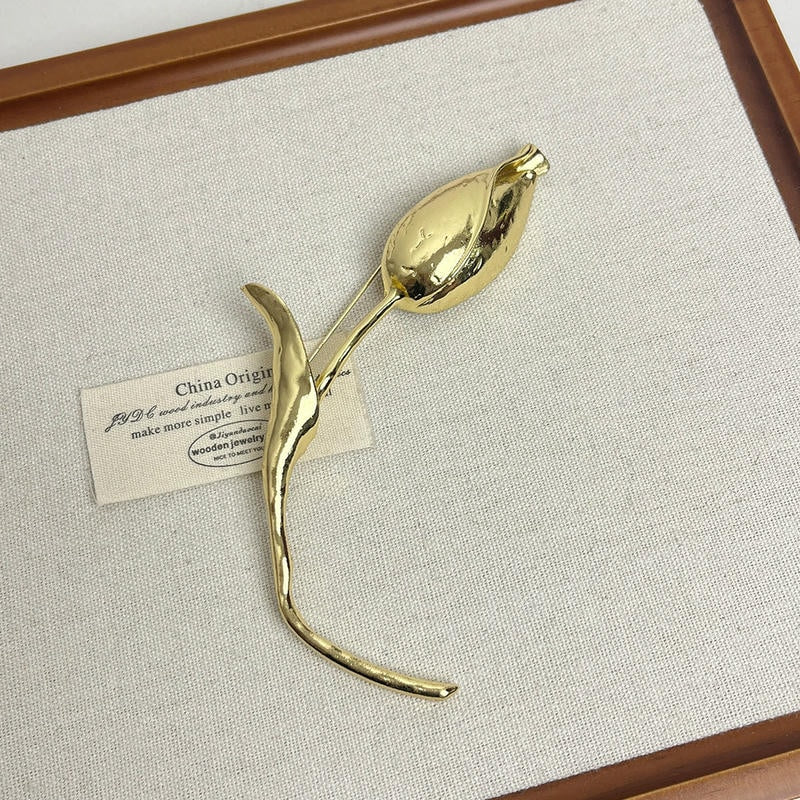Tulip Bud Brooch | Modern Lapel Pin for Women's Blazers