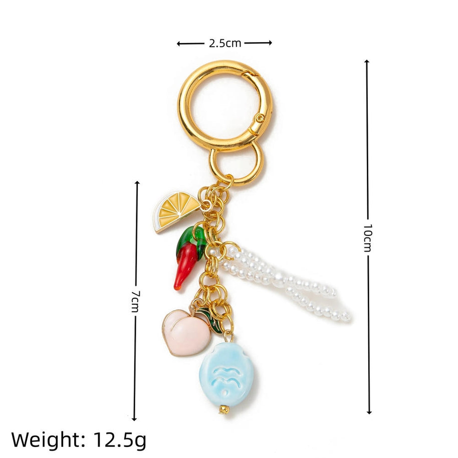 Copper 18K Gold Plated DIY Trendy Keychains Bag Charm