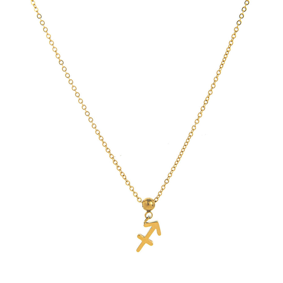 12 Zodiac Sign Charm Pendant Steel 18K Gold Tarnish Resistant