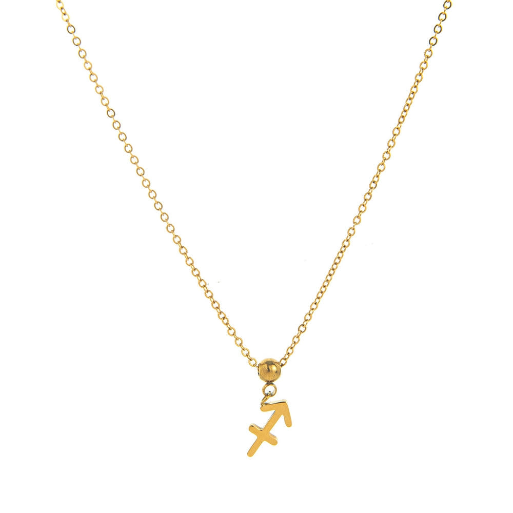 12 Zodiac Sign Charm Pendant Steel 18K Gold Tarnish Resistant