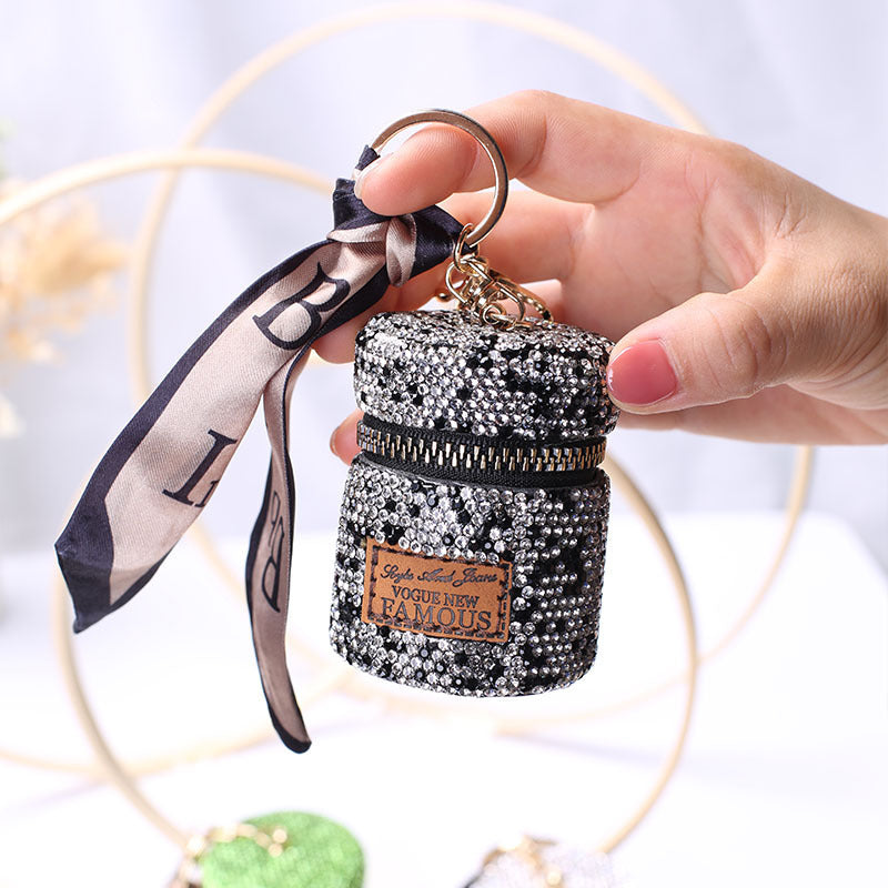 Rhinestones Headphone Pouch | Keychain Zero Bag | Luxury