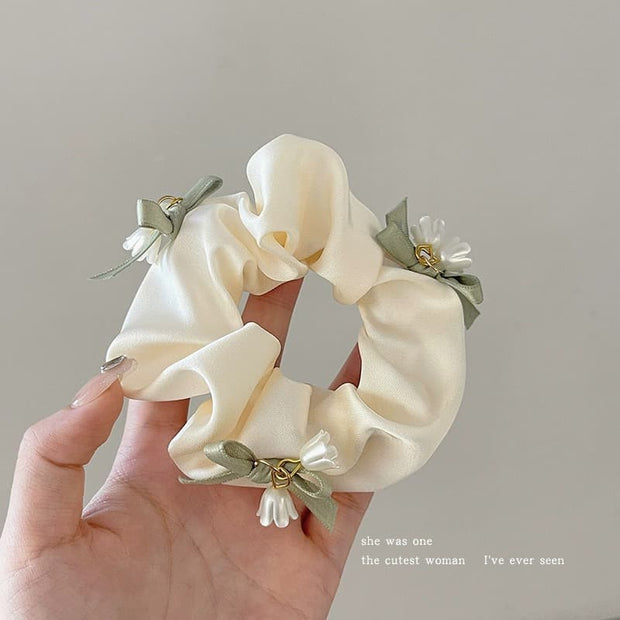 Cream Satin Pearl Hair Tie JMXDH7610-66