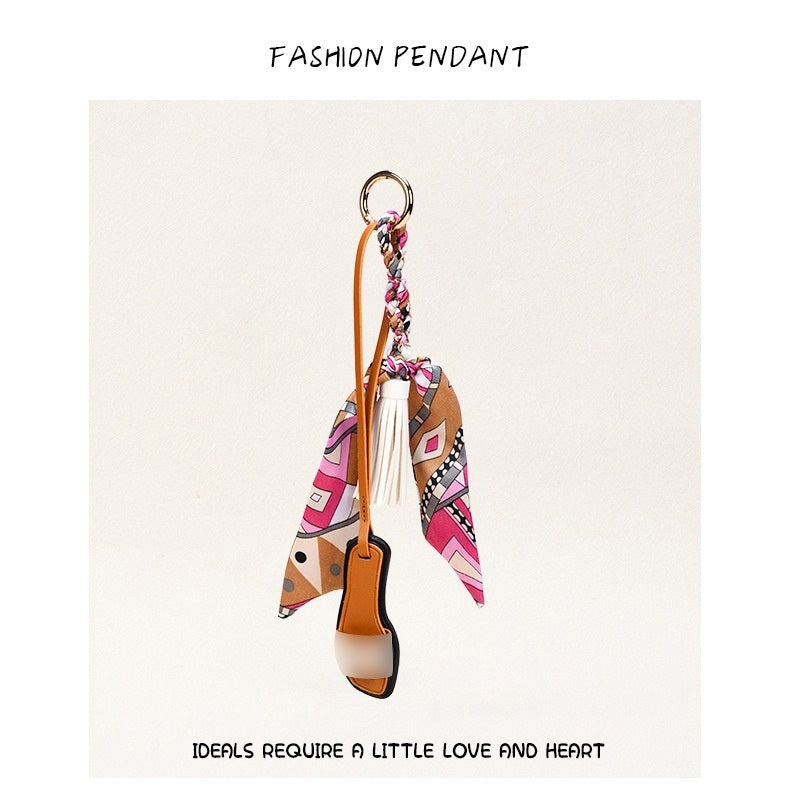 H-Style Slipper Keychain | Leather Tassel Ribbon Bag Charm