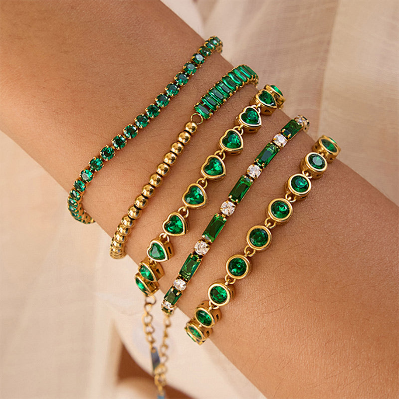 Half Ball Half Green CZ Bracelet JXB0112067-GN
