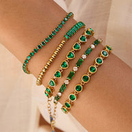 Half Ball Half Green CZ Bracelet JXB0112067-GN