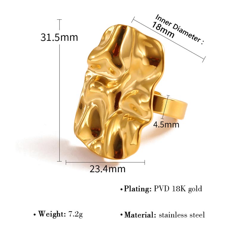 Hammered Rectangle Open Ring JSR020015