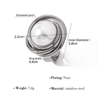 Pearl Ribbed Open Ring JSR020047