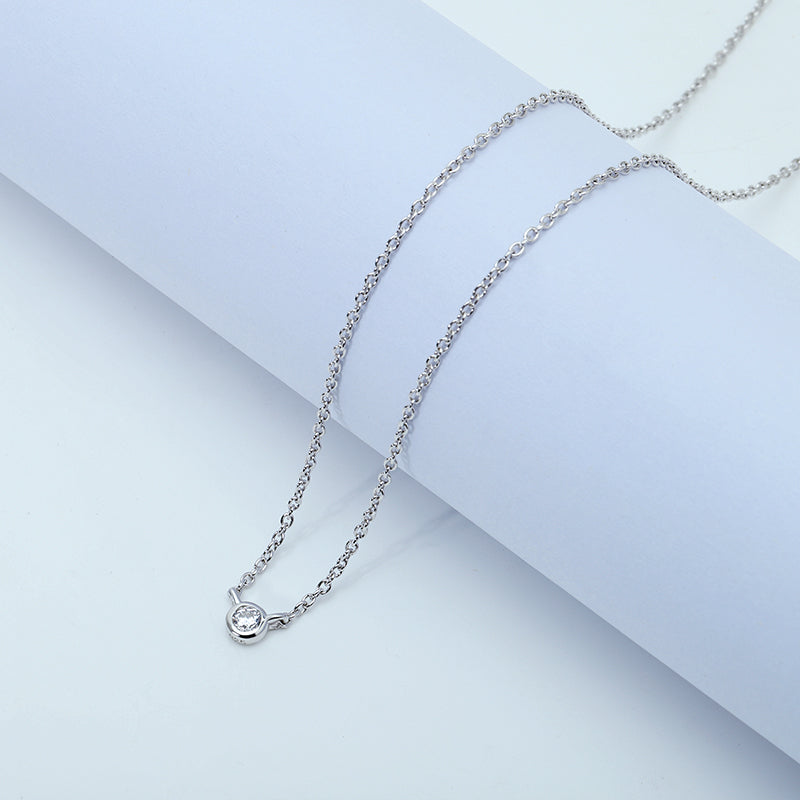 Sterling Silver Bezel Necklace