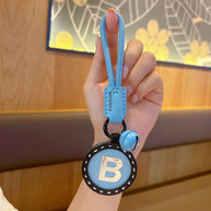 Letter Keychain | Round Leather Charm | Minimalist Gift