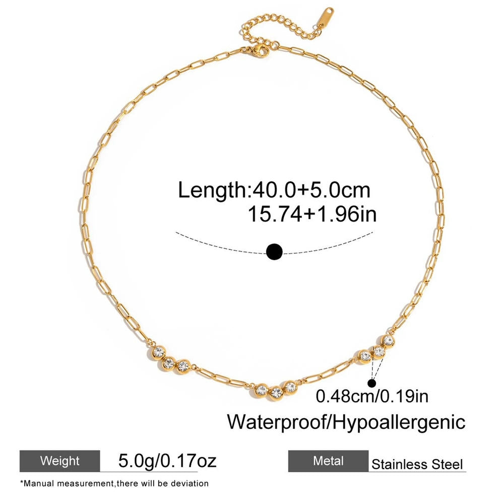 Zircon Pendant Necklace | Collarbone Chain | Stainless Steel