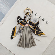 Leather Tassel Keychain | Bow Scarf Charm for Purses