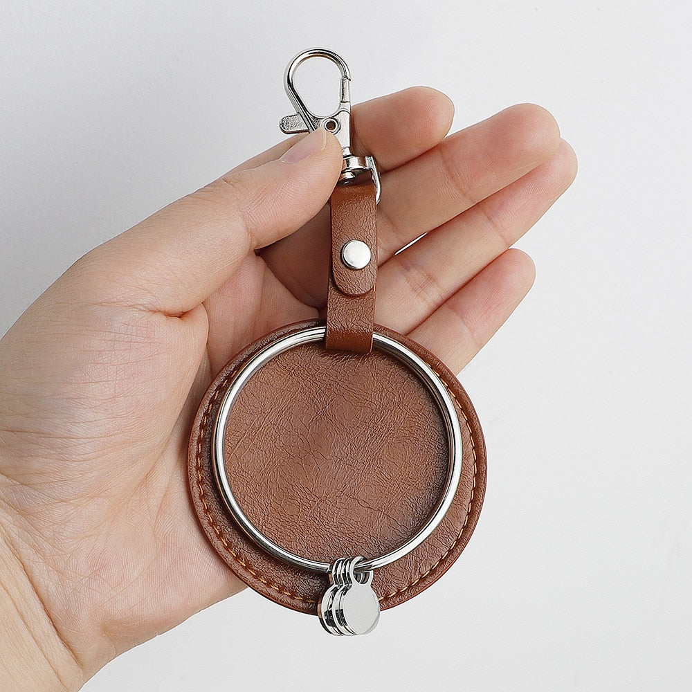 Leather Keychain | Round Bag Charm | Unisex DIY